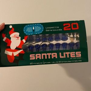 Vintage Christmas miniature string lights with blue plastic reflectors